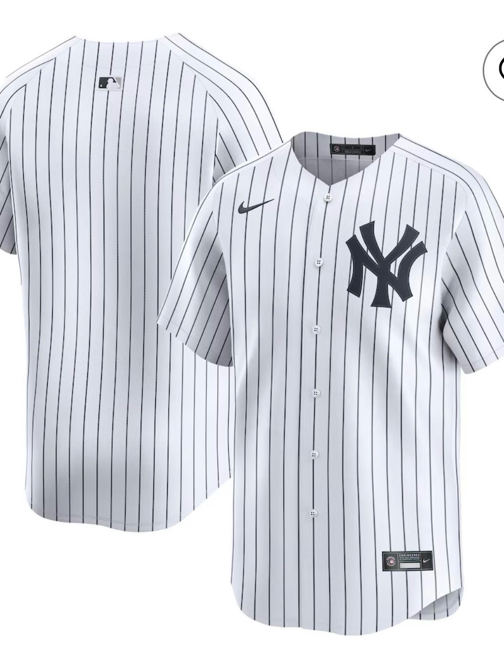 Nike New York Yankees White Pinstripe Baseball Jersey - Navy